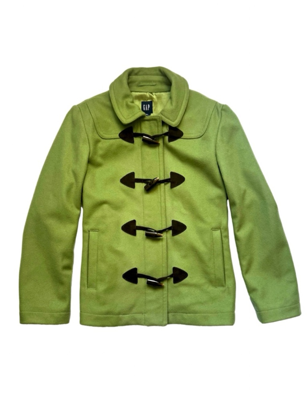 GAP Brand Lined Green Wool Zippered Peacoat